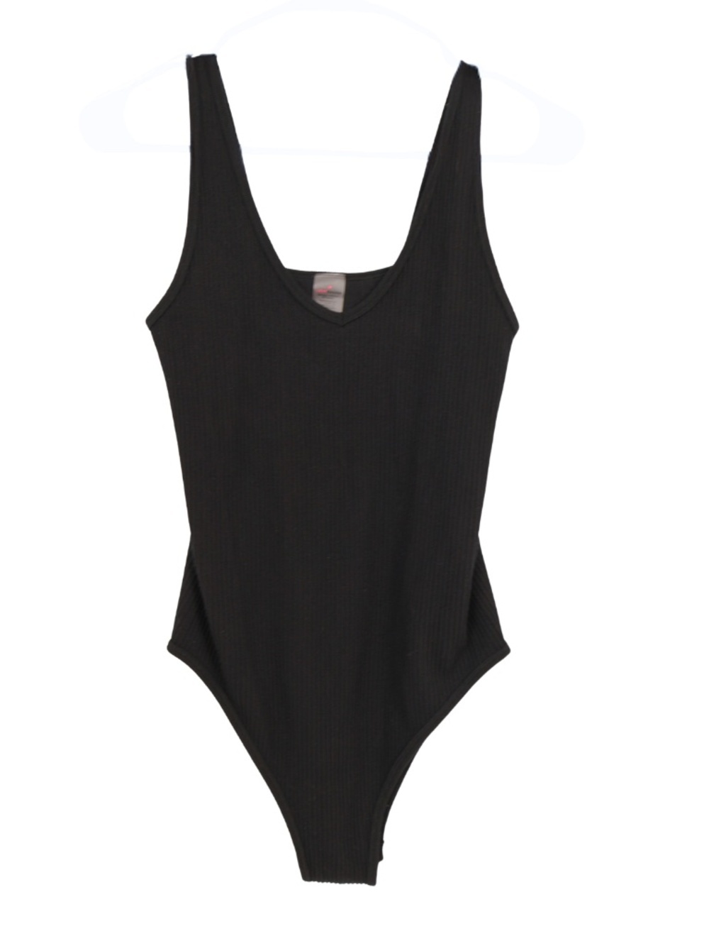 Love Charm Black Ribbed Bodysuit Tank Sleeveless Stretch M/L Minimalist
